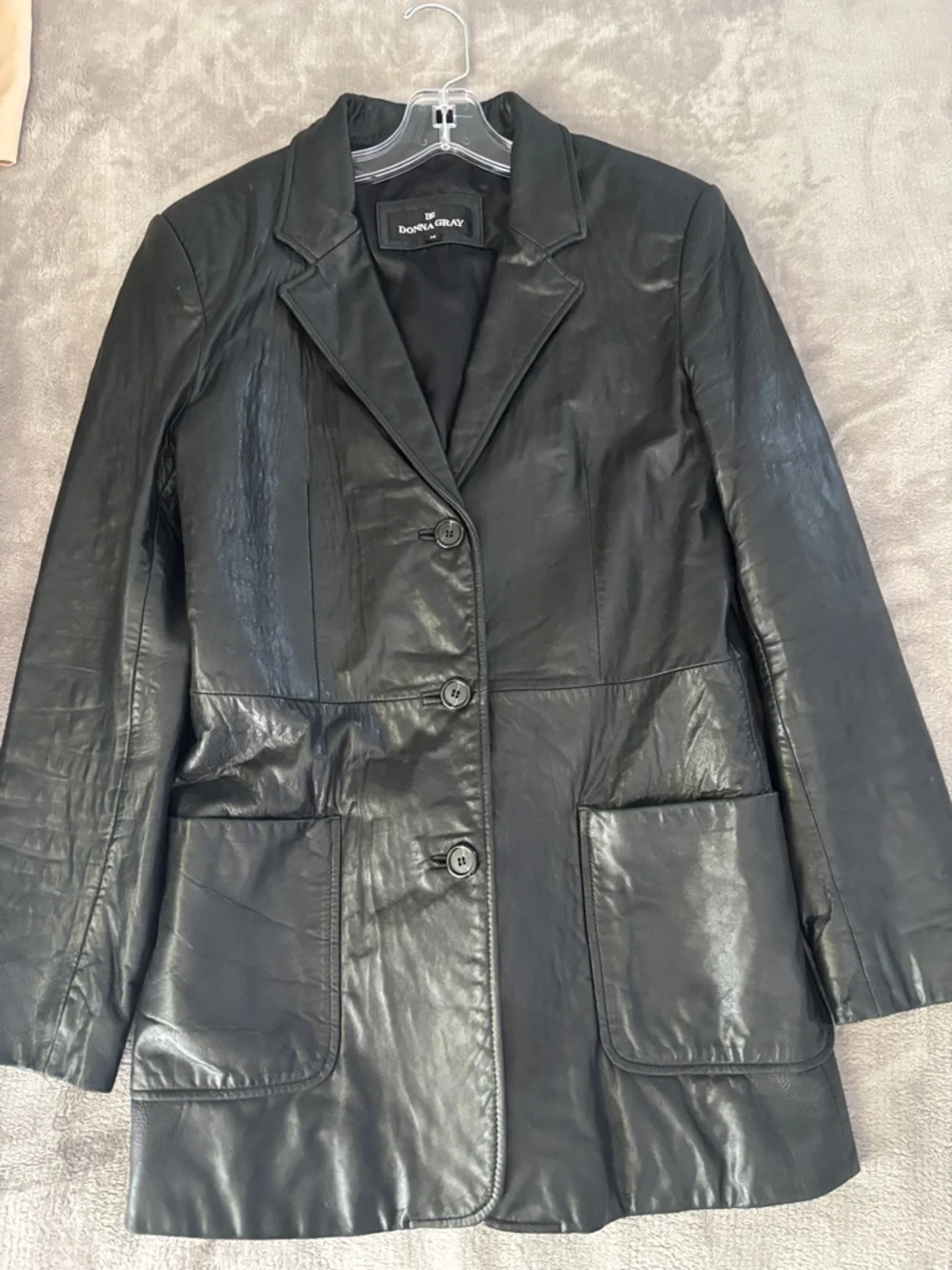 Donna Gray 90’s Black Leather Y2K Classic  Women’s Jacket Size M - Picture 5 of 12